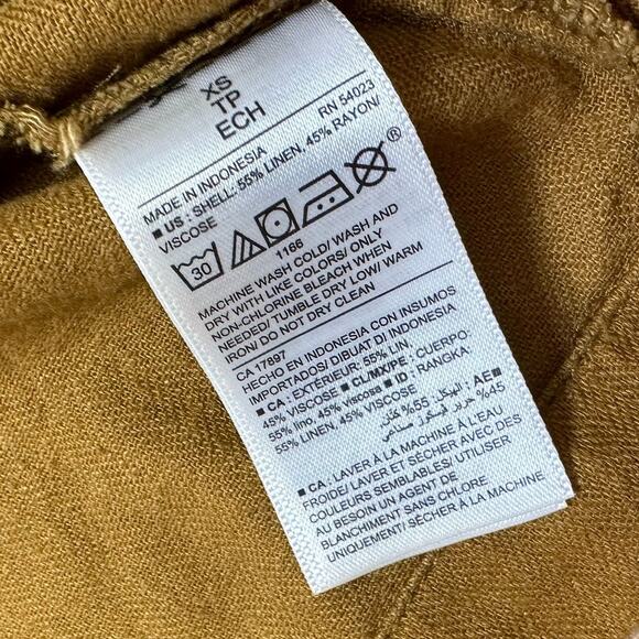 Old Navy Mustard Yellow Linen Blend Utility Jacket Womens XS Full Zip Drawstring - Picture 9 of 10